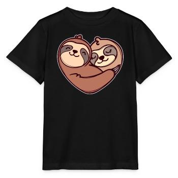 Faultier Herz Schlafen Säugetier Urwaldbewohner - Stanley/Stella Kinder T-Shirt MINI CREATOR  - Schwarz - Vorne - Mikhail (115cm)
