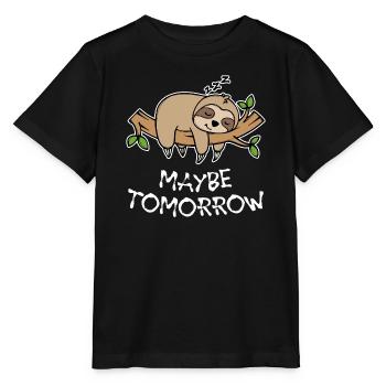 Sleeping Animal Lazy Sloth Late Riser Statement - Stanley/Stella MINI CREATOR Kids’ T-Shirt - black - Front - Mikhail (115cm)