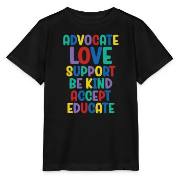 Advocate Love Support Accept Be Kind - Stanley/Stella MINI CREATOR Kids’ T-Shirt - black - Front - Mikhail (115cm)