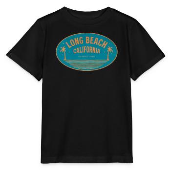 Long Beach California Retro Beach Motif - Stanley/Stella MINI CREATOR Kids’ T-Shirt - black - Front - Mikhail (115cm)