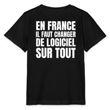 logiciel, France, changer de logiciel - T-shirt bio MINI CREATOR Stanley/Stella Enfant - noir - Devant - Mikhail (115cm)