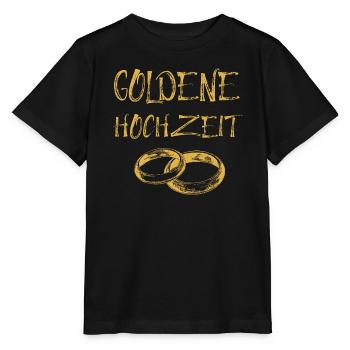 Goldene Hochzeit Text Goldene Eheringe - Stanley/Stella Kinder T-Shirt MINI CREATOR  - Schwarz - Vorne - Mikhail (115cm)