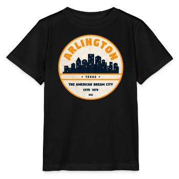Arlington Skyline Retro Abzeichen - Stanley/Stella Kinder T-Shirt MINI CREATOR  - Schwarz - Vorne - Mikhail (115cm)