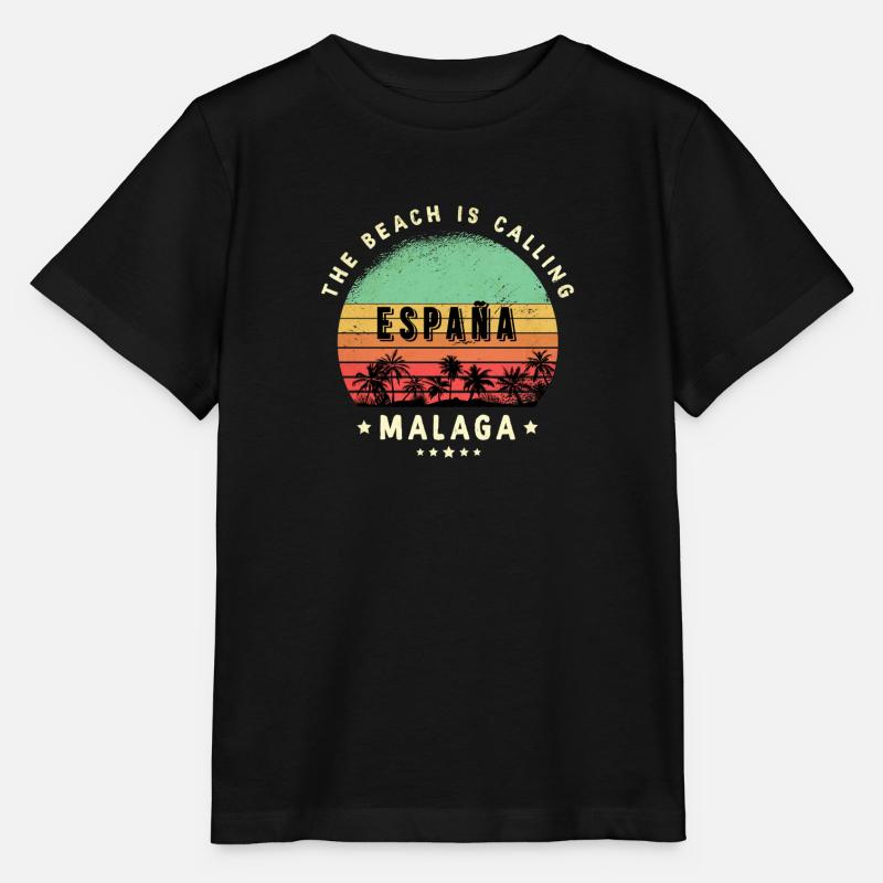 Design de plage de Malaga, Espagne - T-shirt bio MINI CREATOR Stanley/Stella Enfant - noir