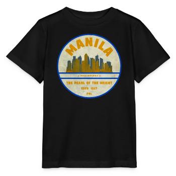 Manila Skyline – Perle des Orients - Stanley/Stella Kinder T-Shirt MINI CREATOR  - Schwarz - Vorne - Mikhail (115cm)