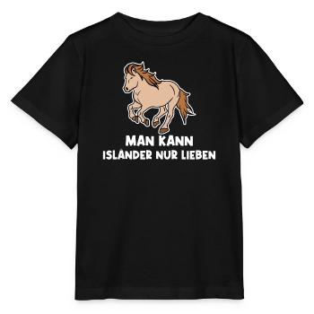 Cool Islandpferde Statement Pferdenarr Galopp - Stanley/Stella Kinder T-Shirt MINI CREATOR  - Schwarz - Vorne - Mikhail (115cm)