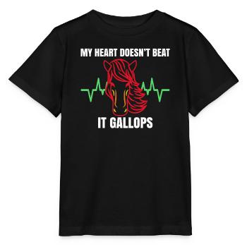 Hengst Pferde Statement Galopp Islandpferde - Stanley/Stella Kinder T-Shirt MINI CREATOR  - Schwarz - Vorne - Mikhail (115cm)