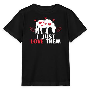 Icelandic Horses Heart Statement Horse Love Horse Fan - Stanley/Stella MINI CREATOR Kids’ T-Shirt - black - Front - Mikhail (115cm)