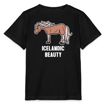 Chevaux islandais Cool Horse Statement Fan de chevaux - T-shirt bio MINI CREATOR Stanley/Stella Enfant - noir - Devant - Mikhail (115cm)