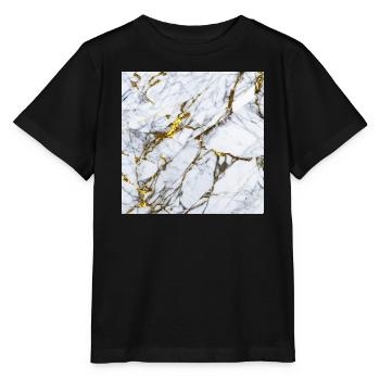 Marmor Weiß Gold Textur - Stanley/Stella Kinder T-Shirt MINI CREATOR  - Schwarz - Vorne - Mikhail (115cm)