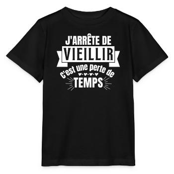 vieillir, sénior, retraite - T-shirt bio MINI CREATOR Stanley/Stella Enfant - noir - Devant - Mikhail (115cm)