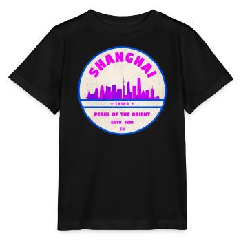 Badge Skyline de Shanghai en Chine - T-shirt bio MINI CREATOR Stanley/Stella Enfant - noir - Devant - Mikhail (115cm)