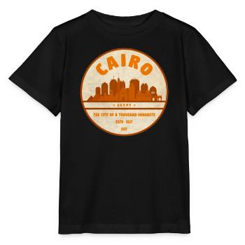 Cairo Retro City Silhouette Badge - Stanley/Stella MINI CREATOR Kids’ T-Shirt - black - Front - Mikhail (115cm)