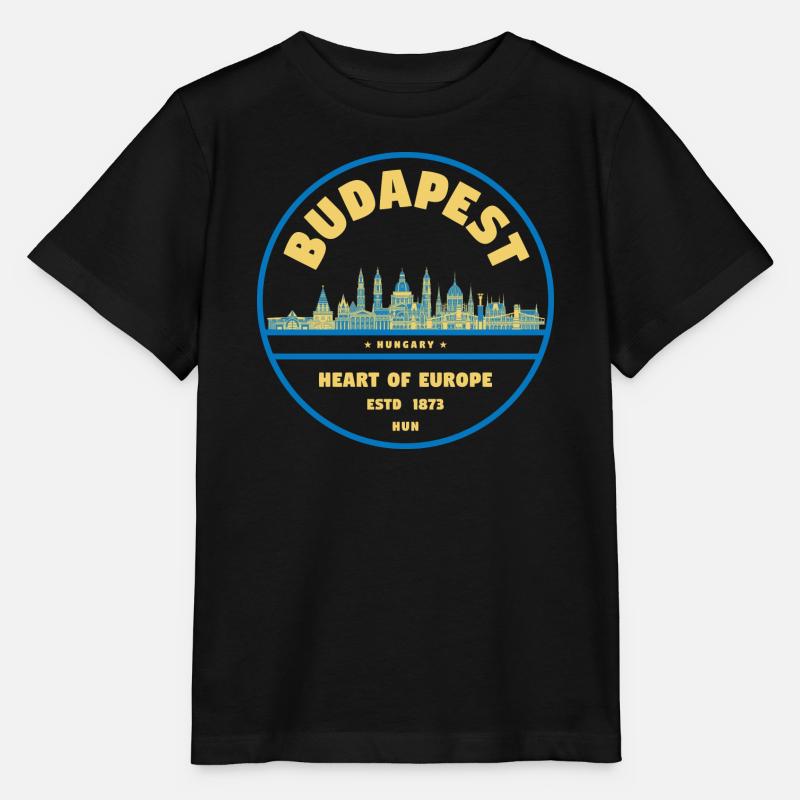 Emblème de la Skyline de Budapest Cœur de l’Europe - T-shirt bio MINI CREATOR Stanley/Stella Enfant - noir