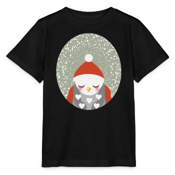 verträumte Eule mit Santa Claus Weihnachtsmütze - Stanley/Stella Kinder T-Shirt MINI CREATOR  - Schwarz - Vorne - Mikhail (115cm)