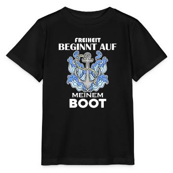 Boote Motorboot Kapitän Boot Seefahrt Geschenk - Stanley/Stella Kinder T-Shirt MINI CREATOR  - Schwarz - Vorne - Mikhail (115cm)