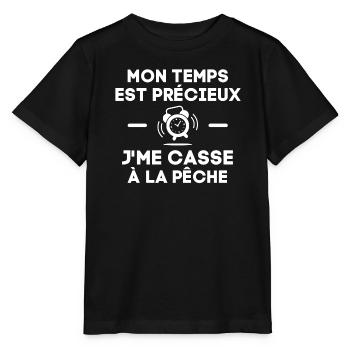 pêche, canne à pêche, pêcheur - T-shirt bio MINI CREATOR Stanley/Stella Enfant - noir - Devant - Mikhail (115cm)