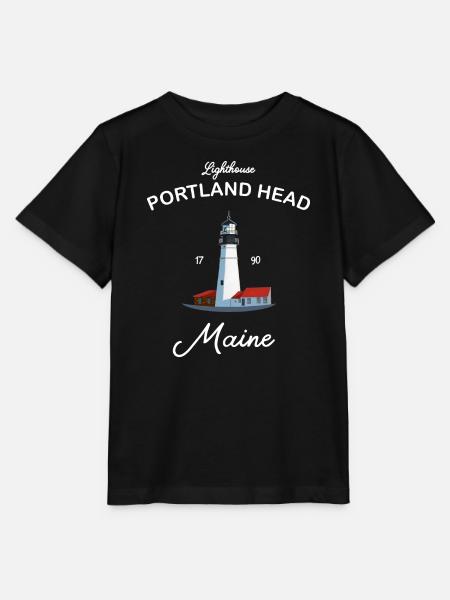 Portland, Lighthouse Head, Maine - Koszulka dziecięca Stanley/Stella MINI CREATOR  - czarny