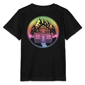 small snowy hut in the mountains in winter - Stanley/Stella MINI CREATOR Kids’ T-Shirt - black - Front - Mikhail (115cm)