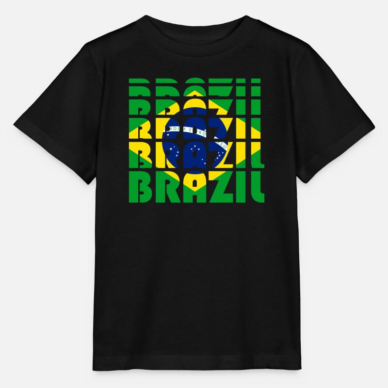 Mosaïque de fautes de frappe du drapeau brésilien - T-shirt bio MINI CREATOR Stanley/Stella Enfant - noir