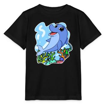 Delfin - Säugetier Meerestier Naturschutz Umwelt - Stanley/Stella Kinder T-Shirt MINI CREATOR  - Schwarz - Vorne - Mikhail (115cm)