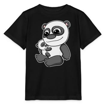 Familie - Panda mit Baby Panda - Stanley/Stella Kinder T-Shirt MINI CREATOR  - Schwarz - Vorne - Mikhail (115cm)