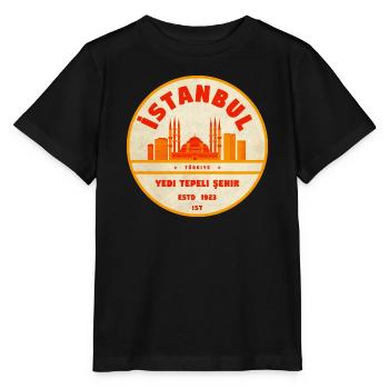 Istanbul Skyline Retro Badge - Stanley/Stella MINI CREATOR Kids’ T-Shirt - black - Front - Mikhail (115cm)