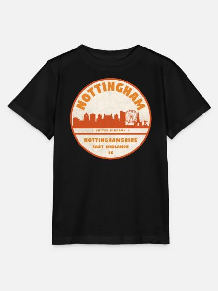 Nottingham Skyline Badge - Stanley/Stella Kinder T-Shirt MINI CREATOR - Schwarz