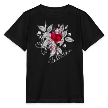 silberfarbene Valentinstag Komposition mit Rosen - Stanley/Stella Kinder T-Shirt MINI CREATOR  - Schwarz - Vorne - Mikhail (115cm)