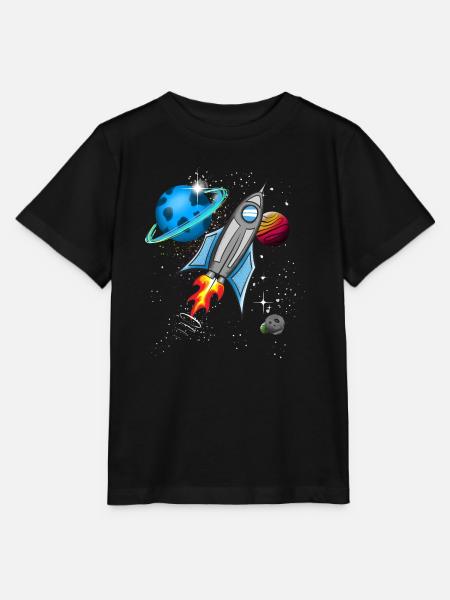 Rakete im Weltall - Stanley/Stella Kinder T-Shirt MINI CREATOR  - Schwarz