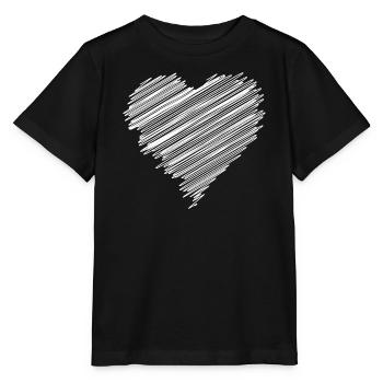 White scribble love heart - Stanley/Stella MINI CREATOR Kids’ T-Shirt - black - Front - Mikhail (115cm)