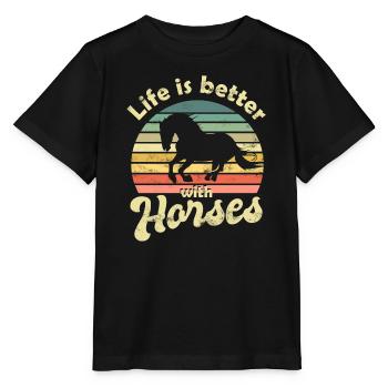 Horse Horses - Stanley/Stella MINI CREATOR Kids’ T-Shirt - black - Front - Mikhail (115cm)