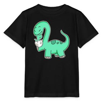 Dinosaur with baby dinosaur - Stanley/Stella MINI CREATOR Kids’ T-Shirt - black - Front - Mikhail (115cm)