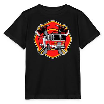 Feuerwehr Feuerwehrauto Lebensretter Löscharbeit - Stanley/Stella Kinder T-Shirt MINI CREATOR  - Schwarz - Vorne - Mikhail (115cm)