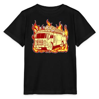 Fire Burning Fire Brigade Fire Engine Fire Protection - Stanley/Stella MINI CREATOR Kids’ T-Shirt - black - Front - Mikhail (115cm)