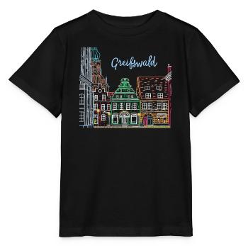 Greifswald, Colombages à Fischmarkt, Allemagne de l'Est - T-shirt bio MINI CREATOR Stanley/Stella Enfant - noir - Devant - Mikhail (115cm)