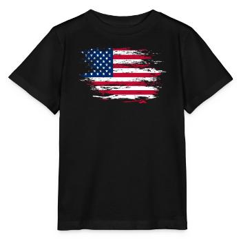 USA Flagge used - Stanley/Stella Kinder T-Shirt MINI CREATOR  - Schwarz - Vorne - Mikhail (115cm)