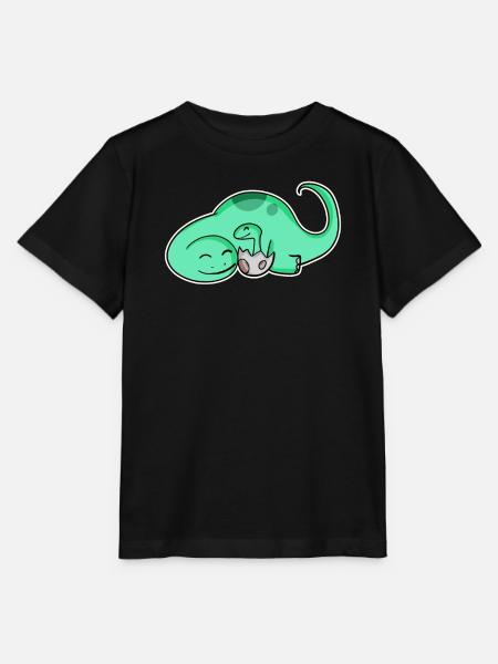 Dinosaurier mit Baby Dinosaurier - Stanley/Stella Kinder T-Shirt MINI CREATOR  - Schwarz