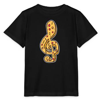 Musique Note de musique Pizza - T-shirt bio MINI CREATOR Stanley/Stella Enfant - noir - Devant - Mikhail (115cm)