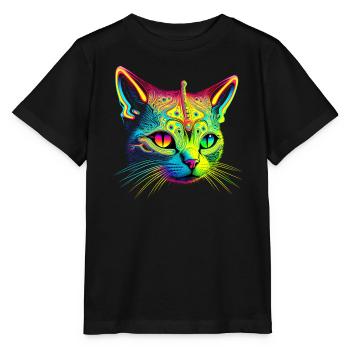 Katzen-Alien - Stanley/Stella Kinder T-Shirt MINI CREATOR  - Schwarz - Vorne - Mikhail (115cm)