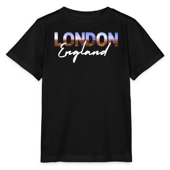 London Skyline Script England - T-shirt bio MINI CREATOR Stanley/Stella Enfant - noir - Devant - Mikhail (115cm)