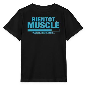Bientôt musclé veuillez patienter - T-shirt bio MINI CREATOR Stanley/Stella Enfant - noir - Devant - Mikhail (115cm)