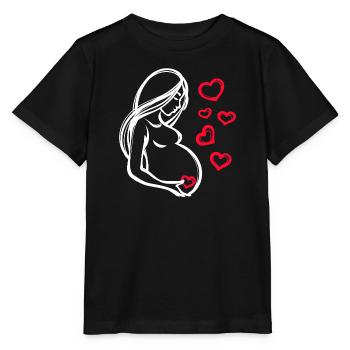 Baby Happiness Baby Bump Pregnant Heart Pregnancy - Stanley/Stella MINI CREATOR Kids’ T-Shirt - black - Front - Mikhail (115cm)