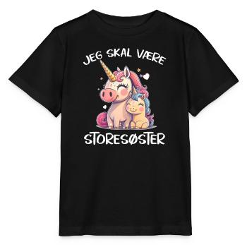 Jeg skal være storesøster Enhjørning snart fødsel - Stanley/Stella T-shirt MINI CREATOR til børn - sort - Foran - Mikhail (115cm)