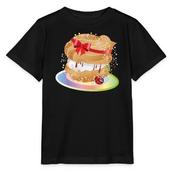 A filled cream puff with a gift bow - Stanley/Stella MINI CREATOR Kids’ T-Shirt - black - Front - Mikhail (115cm)