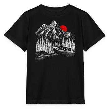 Purpurrote Sonne über schneebedeckten Gipfeln - Stanley/Stella Kinder T-Shirt MINI CREATOR  - Schwarz - Vorne - Mikhail (115cm)