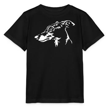 Greyhound Kopf "Black Edition" - Stanley/Stella Kinder T-Shirt MINI CREATOR  - Schwarz - Vorne - Mikhail (115cm)