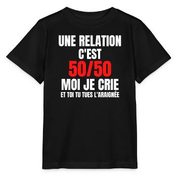 arachnophobe, peur des araignées, araignée - T-shirt bio MINI CREATOR Stanley/Stella Enfant - noir - Devant - Mikhail (115cm)