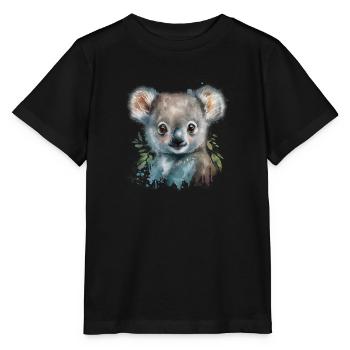Koala Aquarell Laub - Stanley/Stella Kinder T-Shirt MINI CREATOR  - Schwarz - Vorne - Mikhail (115cm)