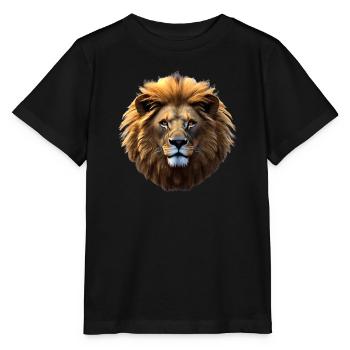 Lion, Lion's Head - Stanley/Stella MINI CREATOR Kids’ T-Shirt - black - Front - Mikhail (115cm)